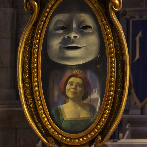 Chci abych byl zrcadlo ze shreka a na něm jedna z princezen