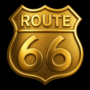 zlatý znak route 66