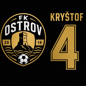 Logo Fk ostrov, číslo 4 a jméno Kryštof