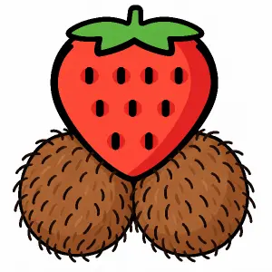 jahodu zachovej, ale udelej pod ni chlupaty koule (né sexisticky) - bile pozadi ale koule hnědé