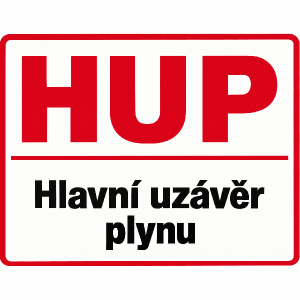 Udělej prosím napiš HUP a pod tím bude hlavní uzávěr plynu...aby to vypadalo stejně jako na těch cedulích