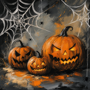 Dýně pavučiny Halloween tahy štětcem