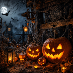 Halloween, dýně, pavučiny