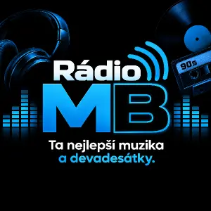 Rádio MB. Ta nejlepší muzika a devadesátky. Černá a modrá barva.