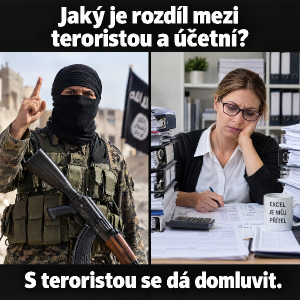 Jaký je rozdíl mezi teroristou a účetní? - S teroristou se dá domluvit