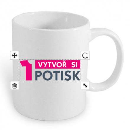 Bílý keramický hrnek s logem v online návrháři