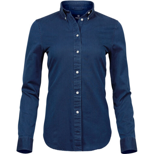 Denim keprová halenka s dlouhým rukávem Tee Jays | TJ 4003